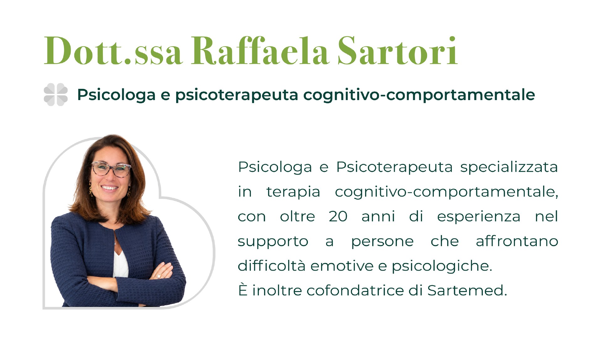 Dott.ssa Raffaela Sartori, psicologa e psicoterapeuta